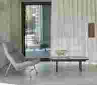 design interieur met akoestische transparante gordijnen en ecru